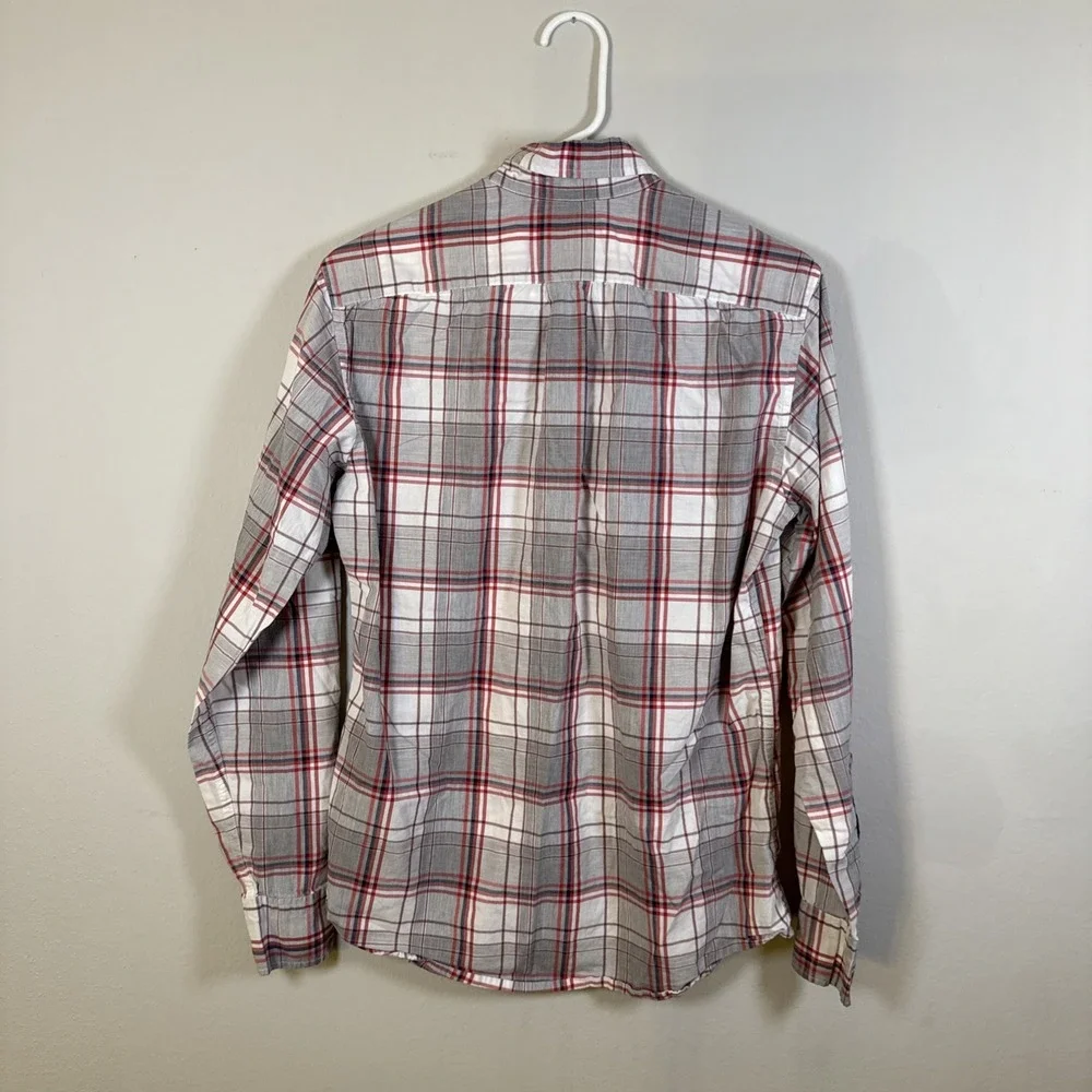 J.Crew Shirt Mens Small Red Blue Plaid Check Slim Button Down Long Sleeve